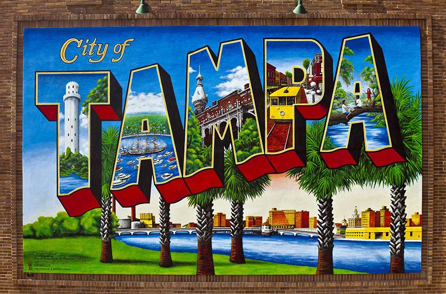 City of Tampa postcard mural